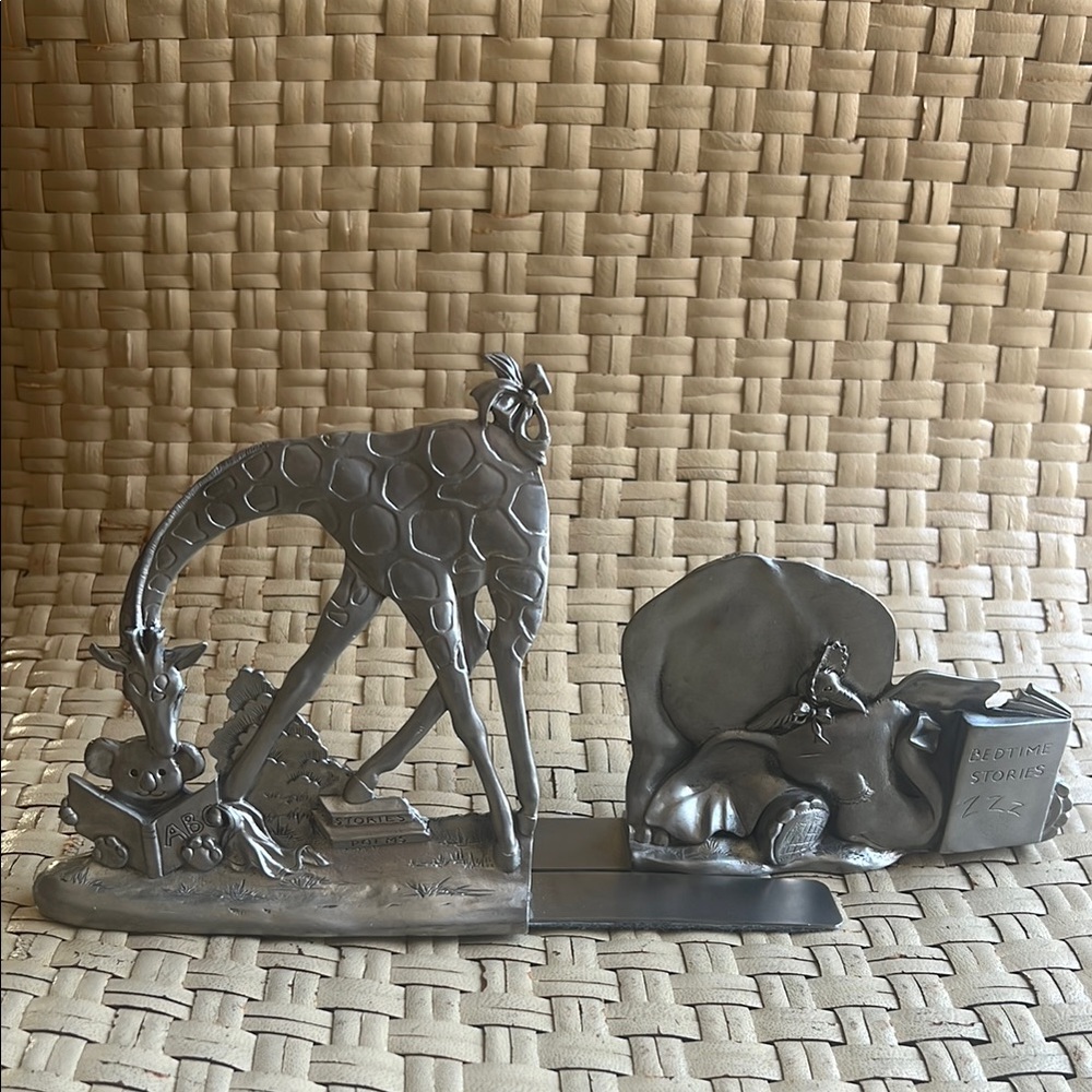 Book Ends Pewter Animal Sculptures Art Collection